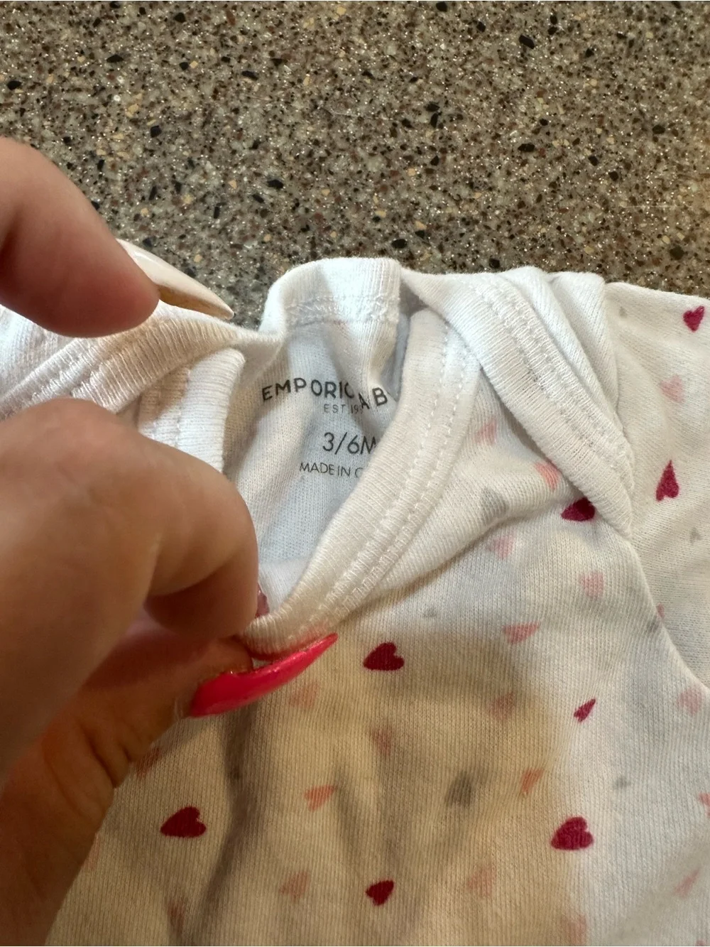 White Baby One-Piece Bodysuit with Pink Heart Print